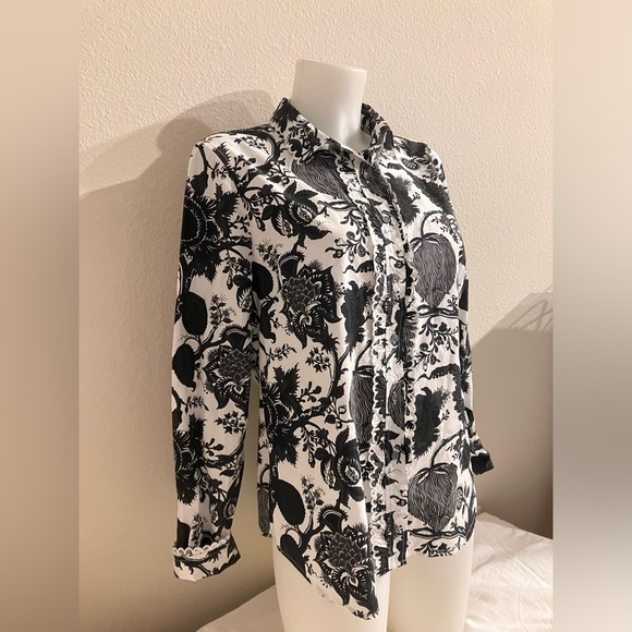 J• Crew Long sleeved black and white button up! - Picture 1 of 4